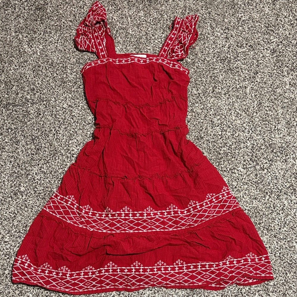 Knox Rose Red Sundress with White Accent Stitching